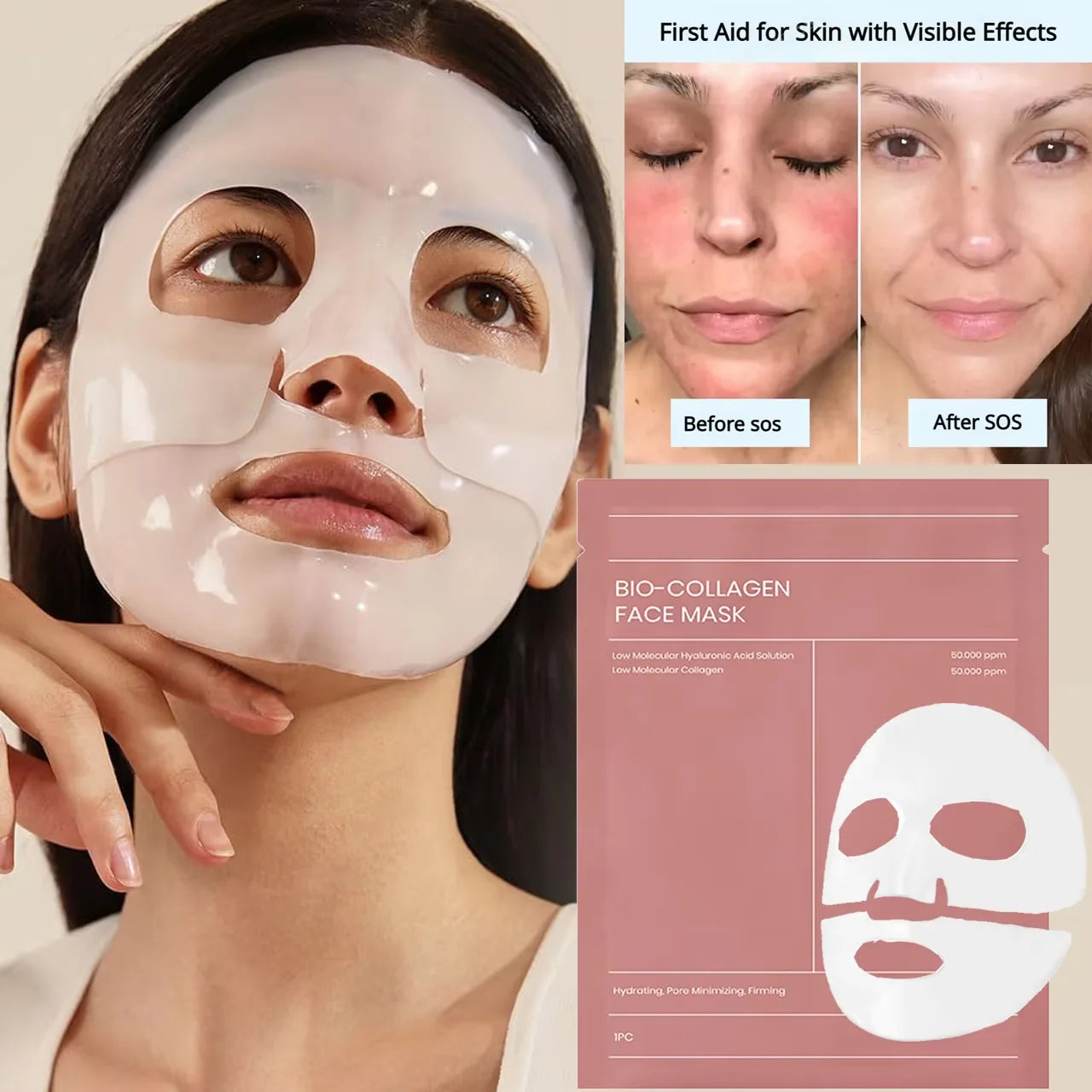 Bio-Collagen Face Mask Anti-Wrinkle Firming Overnight Mask With Hydrolyzed Moisturizing Refreshing Brightening Repair Skin Care