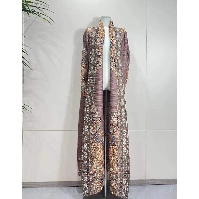 KAF Women Fashion Abaya Vintage Printed Cardigan Design Loose Large Size Elegant Female Luxury Robe Spring Autumn Model