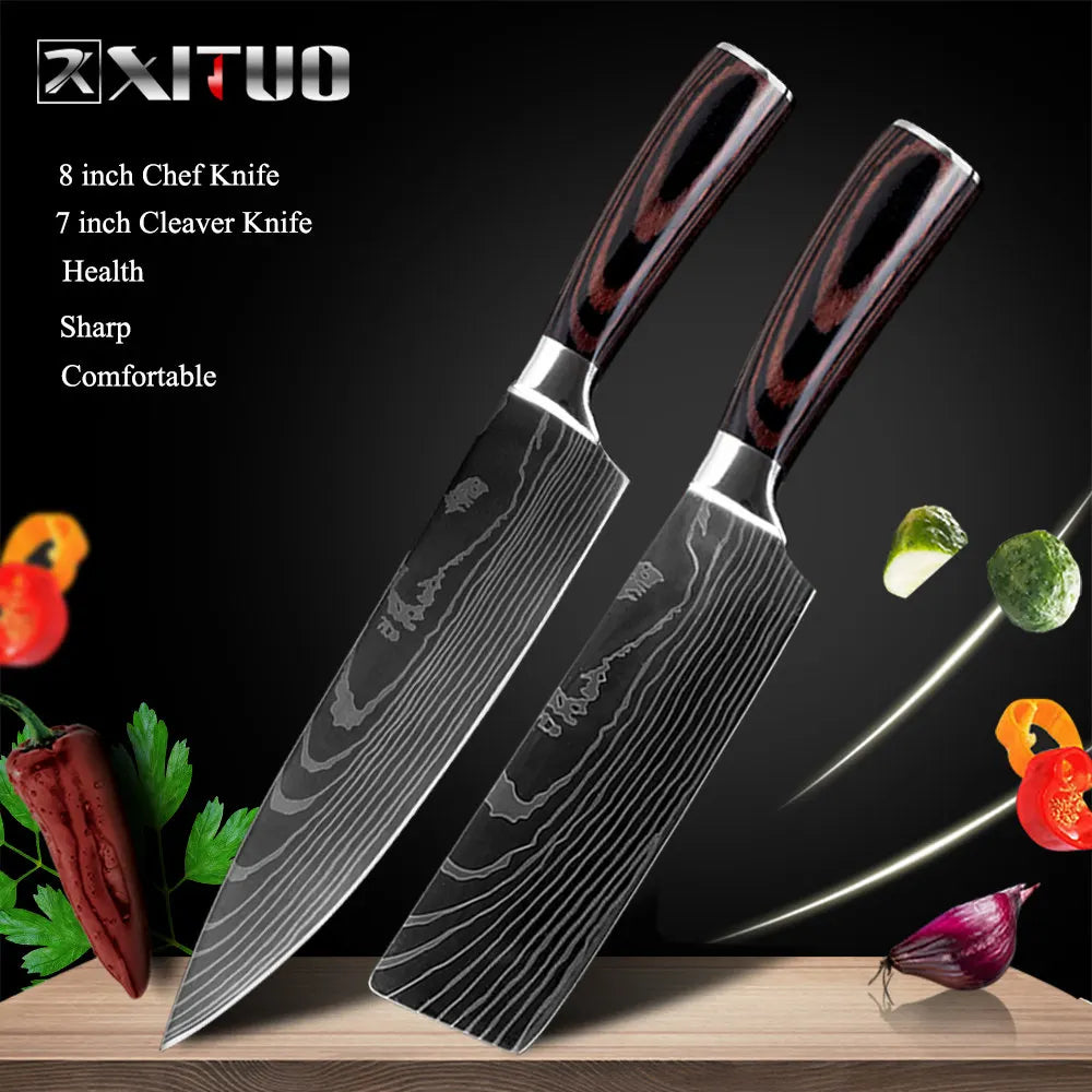 XITUO Kitchen Chef Knives Set High Carbon Stainless Steel Sharp Boning Steak Knife Slicing Santoku Chef knife Cooking Tool