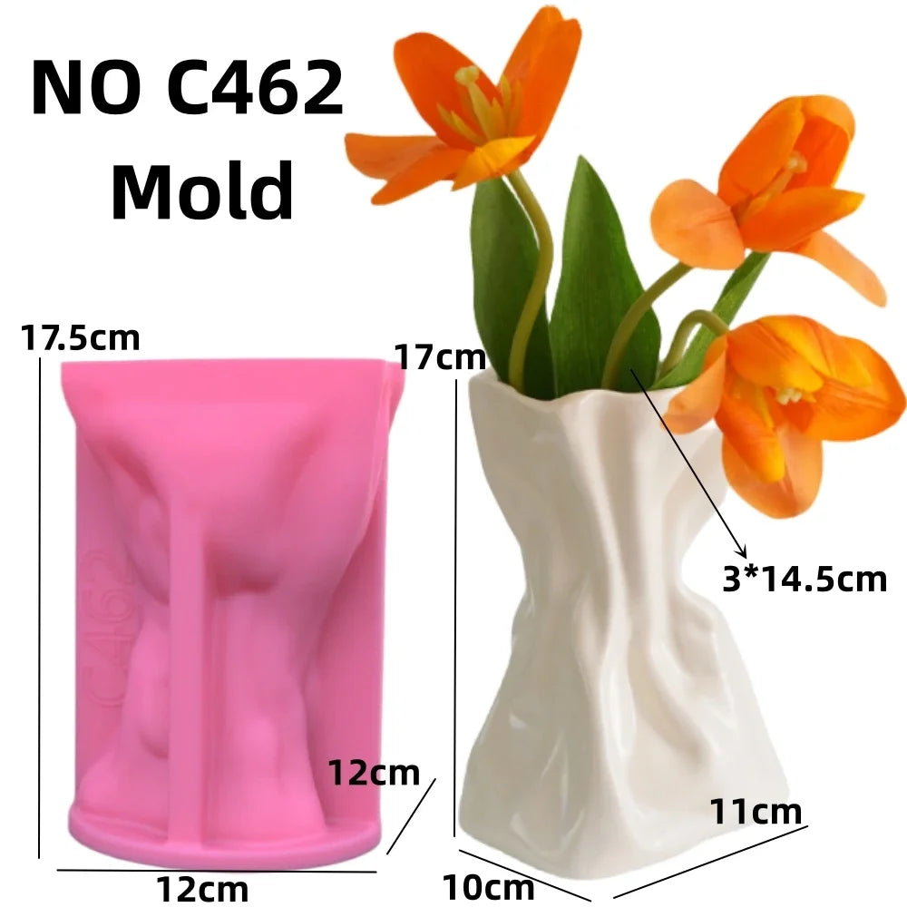 DIY 14-24cm large middle small circular vase resin silicone mold donut vase concrete cement mold gypsum silicone mold home decor