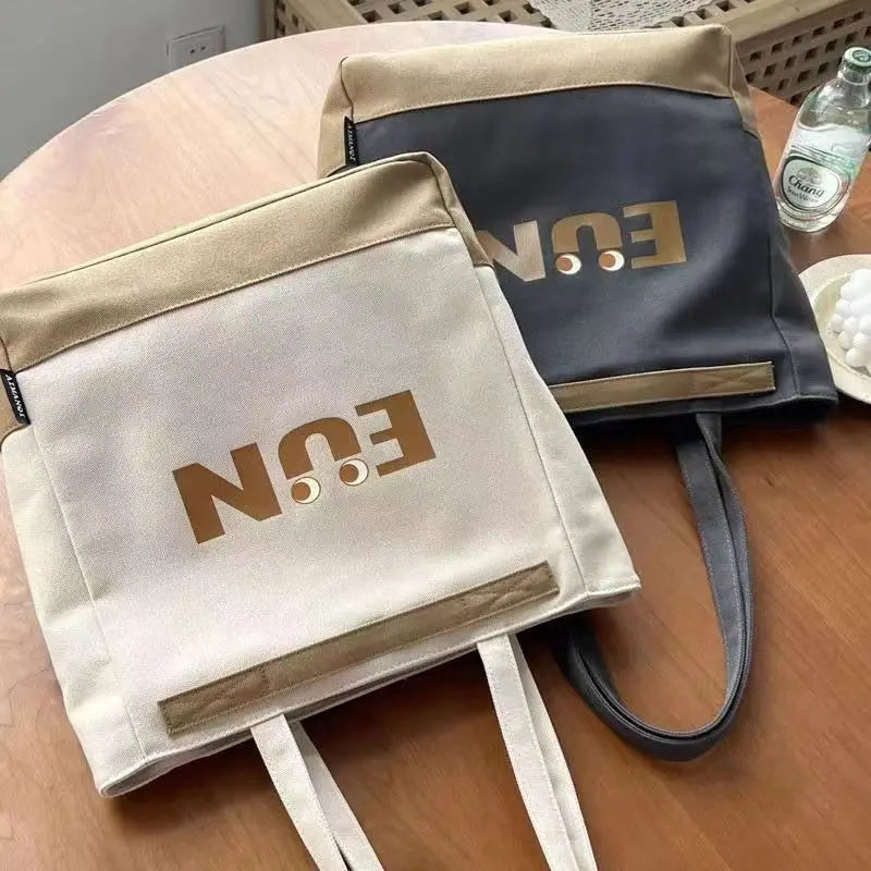 Women's bag new versatile Korean style single shoulder canvas bag commuter bag portable large capacity totes school tuition bag