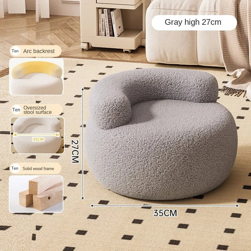 Richome Sofa Stool Household Small Stool Backrest Chair Round Stool Lamb Wool Soft Bag Low Stool Small Stool Shoe Changing Stool