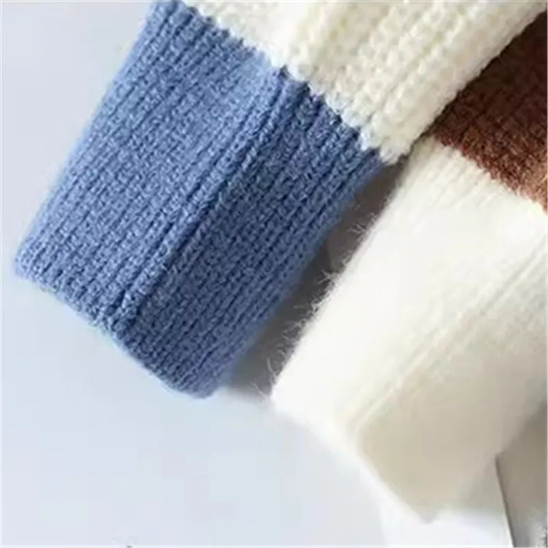 Men's Striped Sweater O-Neck Casual Knit Pullovers Fashion Long Sleeve Knitted Sweater Men Autumn Winter Warm Y2K Knitwear Tops