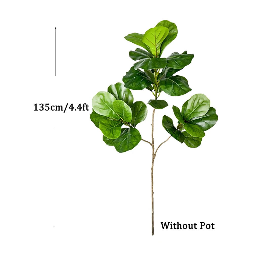 70-135cm Large Artificial Ficus Tree Fake Rubber Plants Branch Plastic Fiddle Leaves for Home Garden Indoor Outdoor Decor