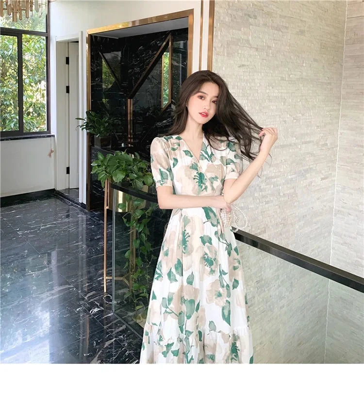 2022 Summer New Long Dress Sweet Fragrant Cute Ankle Length Fairy Tale Woodland Style Women's Dress Salt And Sweet Compatible