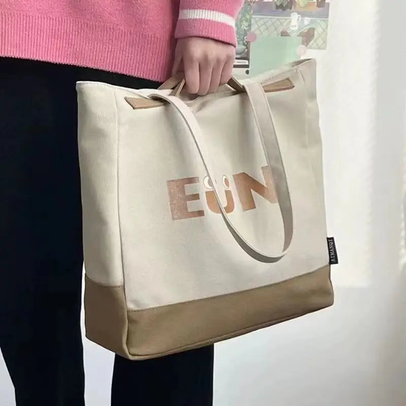 Women's bag new versatile Korean style single shoulder canvas bag commuter bag portable large capacity totes school tuition bag