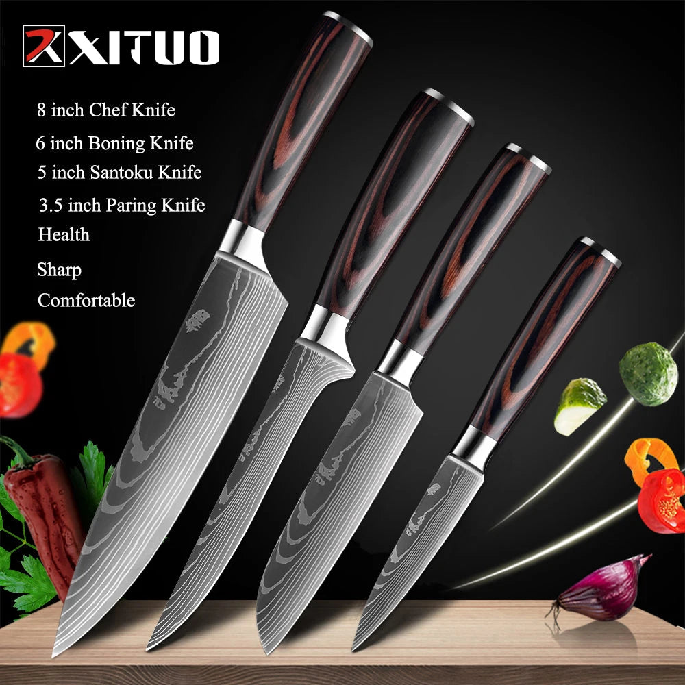 XITUO Kitchen Chef Knives Set High Carbon Stainless Steel Sharp Boning Steak Knife Slicing Santoku Chef knife Cooking Tool