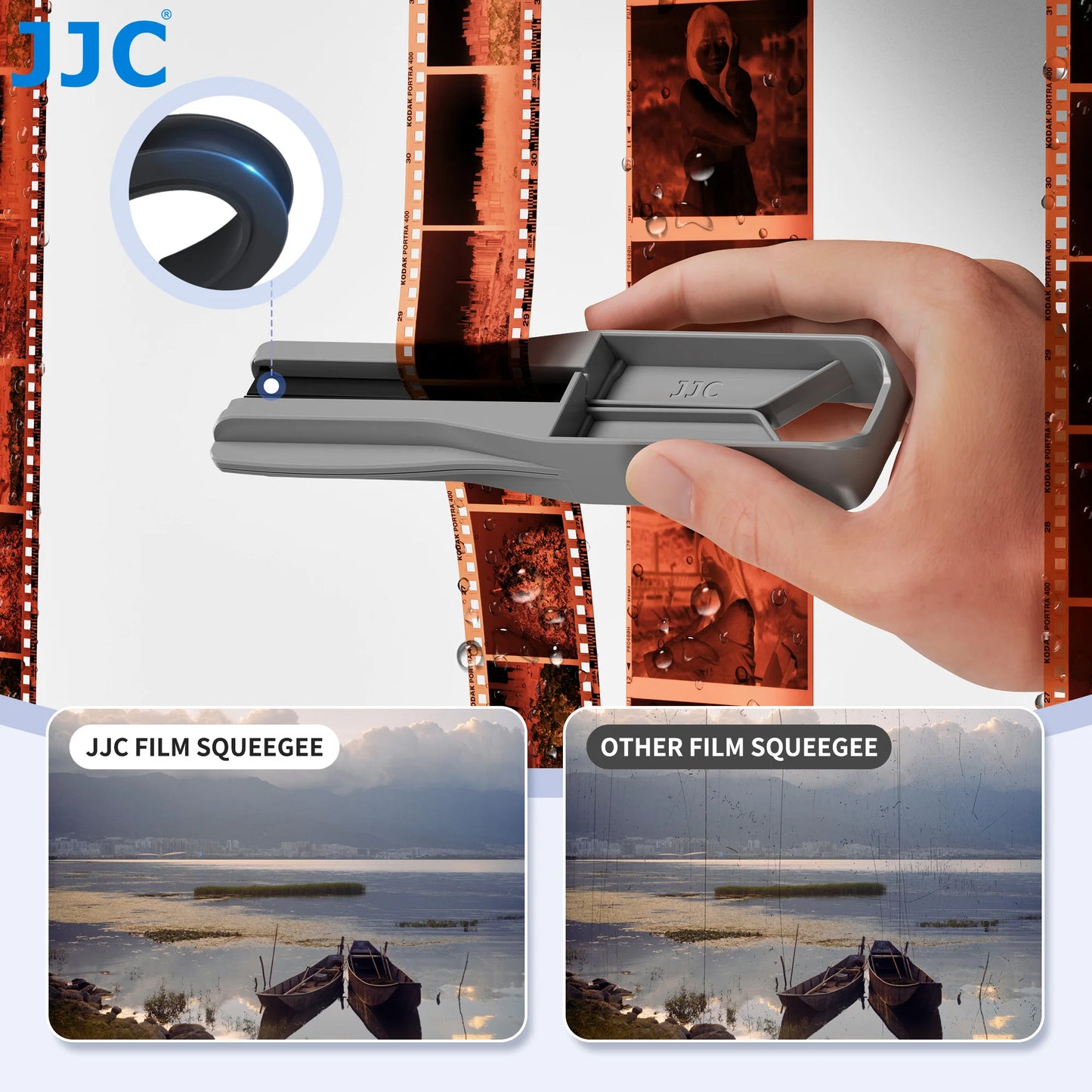 JJC Camera Film Squeegee For 135 120 Film Negatives Film 35mm Remove Water Film Tools With Two Silicone Straps Film Equipment