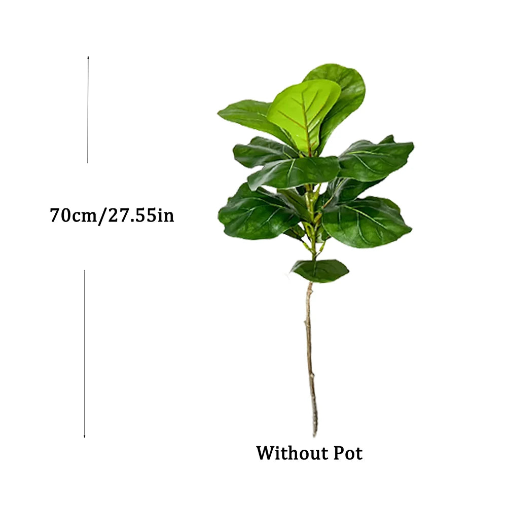 70-135cm Large Artificial Ficus Tree Fake Rubber Plants Branch Plastic Fiddle Leaves for Home Garden Indoor Outdoor Decor