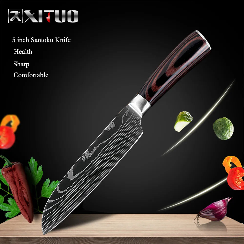 XITUO Kitchen Chef Knives Set High Carbon Stainless Steel Sharp Boning Steak Knife Slicing Santoku Chef knife Cooking Tool