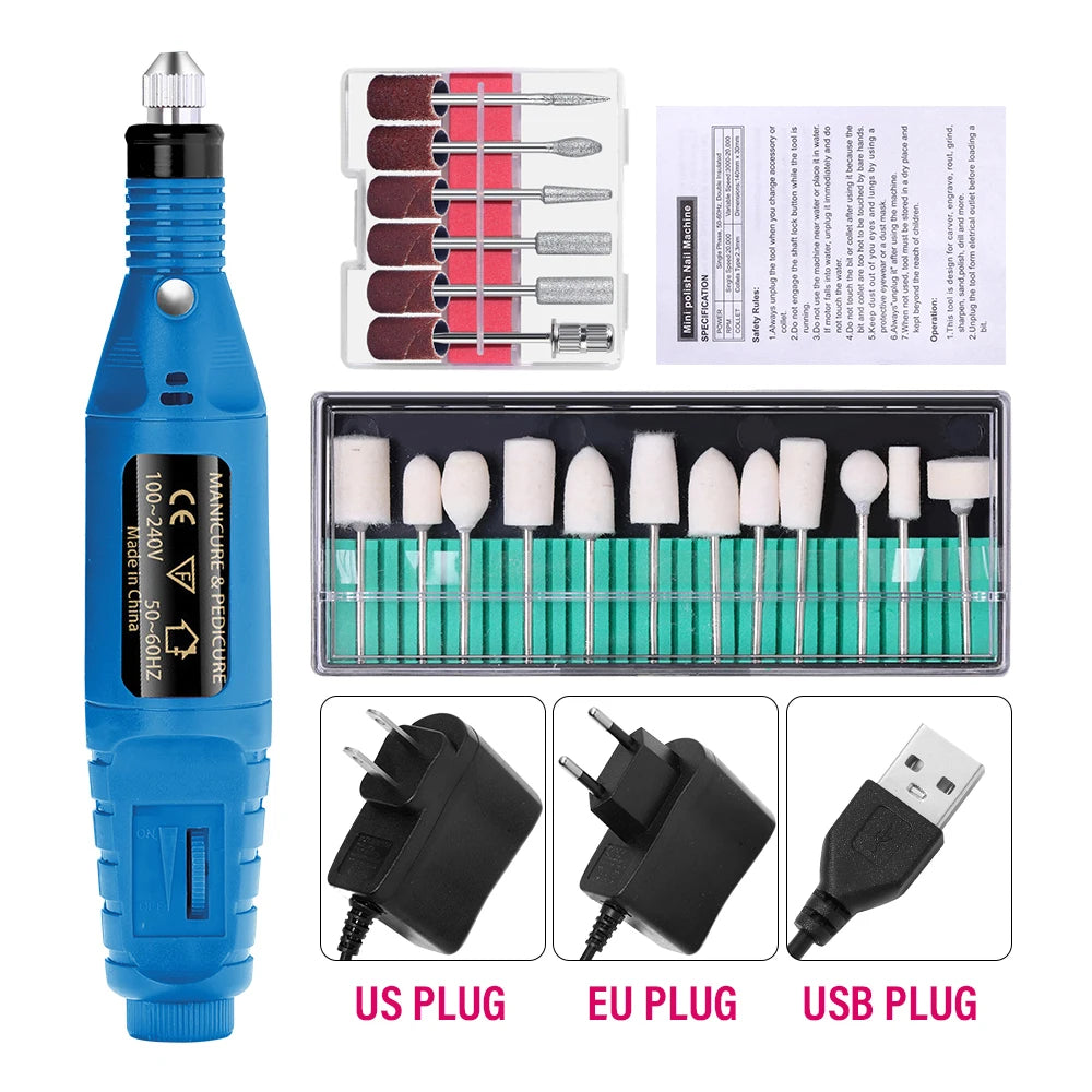 Portable Professional Electric Nail Drill Machine Manicure Tools Pedicure Drill Set Family Nail File Nail Drill Equipment