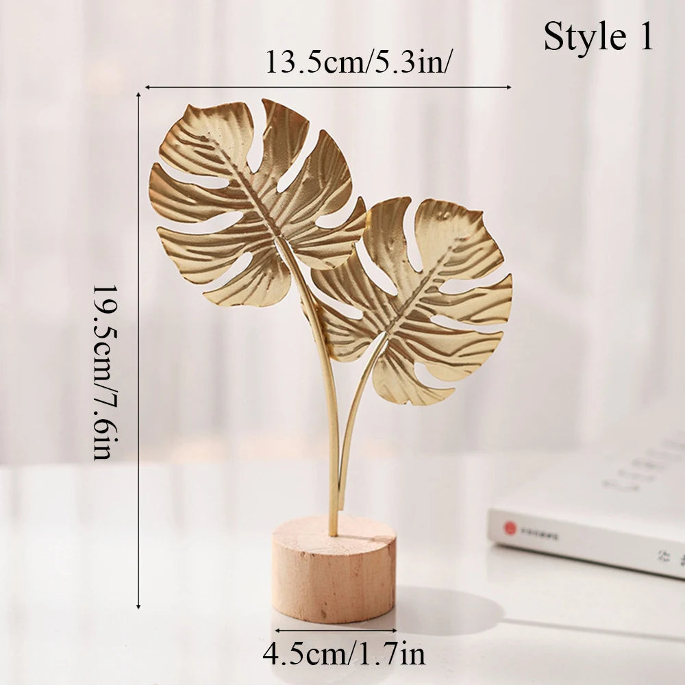 Nordic Gold Ginkgo Leaf Crafts Leaves Sculpture Luxury Living Room Decor Home Decoration Accessories Office Desktop Ornaments