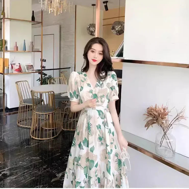 2022 Summer New Long Dress Sweet Fragrant Cute Ankle Length Fairy Tale Woodland Style Women's Dress Salt And Sweet Compatible