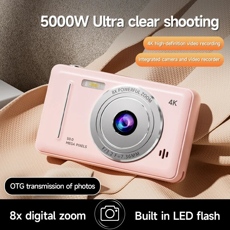 4K Digital Camera 5000W Pixel Retro CCD Portable Card Camera Entry-level Camera Dual Camera Flash 50 Million Pixels Auto Focus