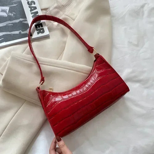 Women's Patent Leather Handbag Versatile Fashion Shoulder Casual Commuting Bags Girl Brand Designer Zipper Handbag Korean 2025