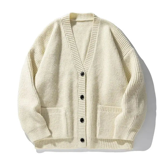 Korean Autumn Winter Thickened Lazy Cardigan Sweater Jacket Versatile American Style Retro Vneck Temperament Knitted Cardigan