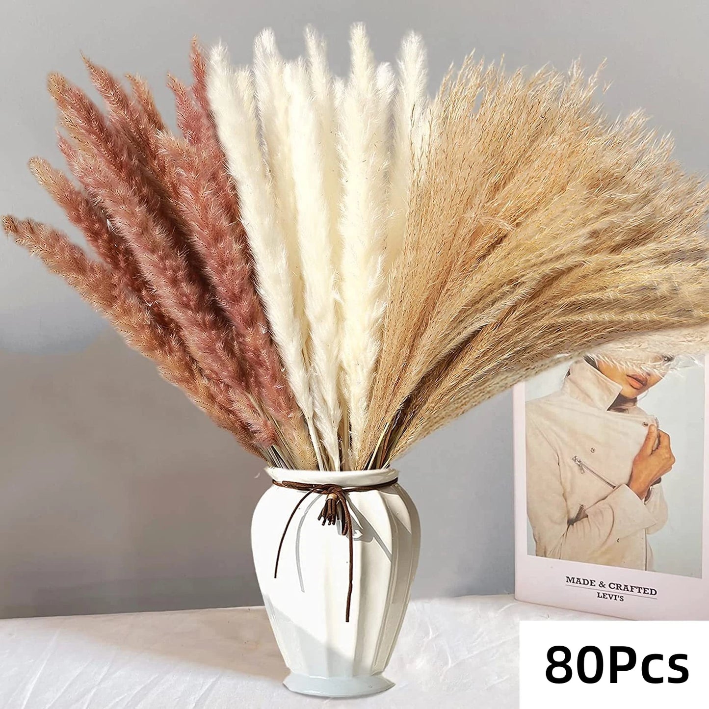 Natural Pampas Dried Flowers Bouquet for Boho Home Vase Decor Bunny Rabbit Tails Grass Artifical Flower Wedding Party Decoration