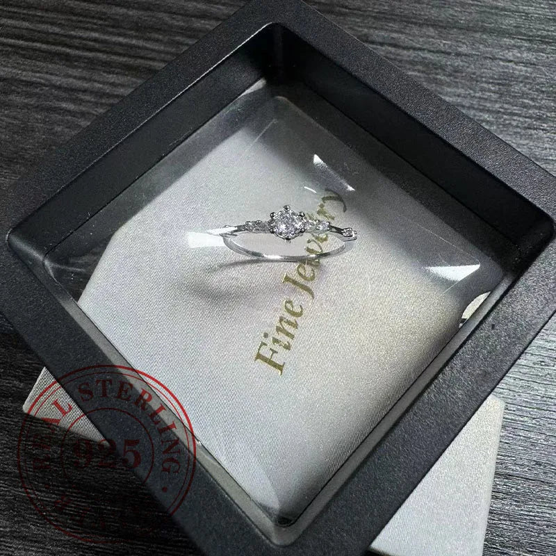 Huitan Classic Shiny CZ Rings Female 925 Sterling Silver Gorgeous Simple Stylish Accessories Exquisite Wedding Bridal Jewelry