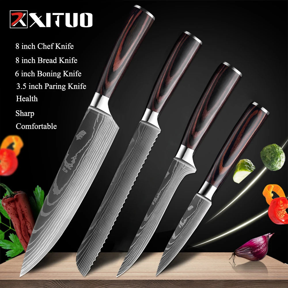 XITUO Kitchen Chef Knives Set High Carbon Stainless Steel Sharp Boning Steak Knife Slicing Santoku Chef knife Cooking Tool