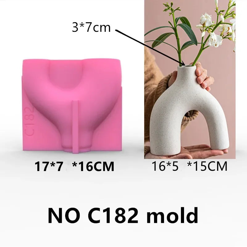 DIY 14-24cm large middle small circular vase resin silicone mold donut vase concrete cement mold gypsum silicone mold home decor