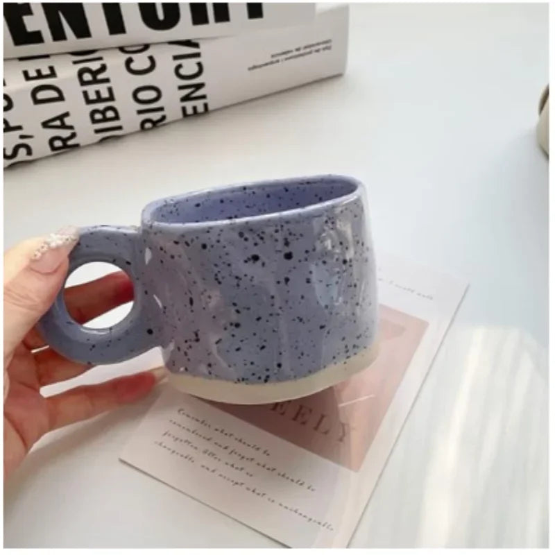 250ml Ceramic Mug Ring Handl Coffee Milk Modern Print Porcelain Mug Handmade Ceramic Hot Chocolate Cup Couple Handgrip Cups