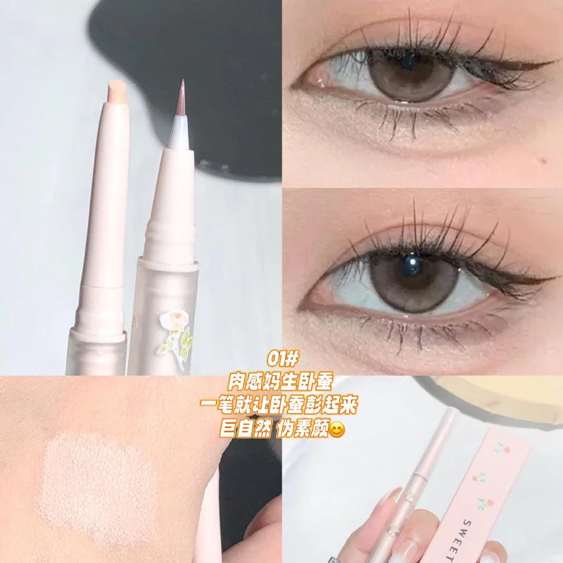 Mulitfuntional Double Ended Lying Silkworm Pencil Highlighter Makeup Pen Nude Liquid Contour Liner Eye Brightener Make Up Stick