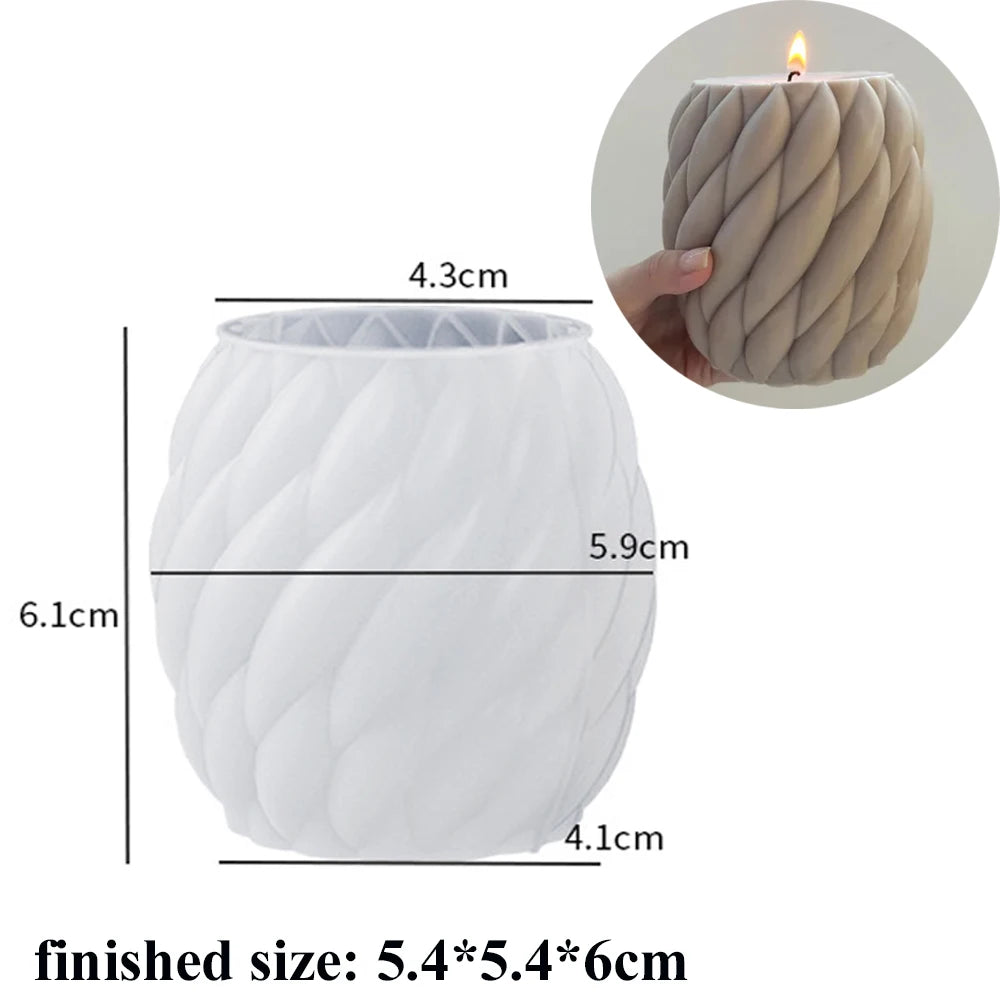 3D Rotating Pillar Candle Silicone Mold Geometric Wave Candle Wax Mould DIY Abstract Art Soap Resin Gypsum Mold Home Craft Decor