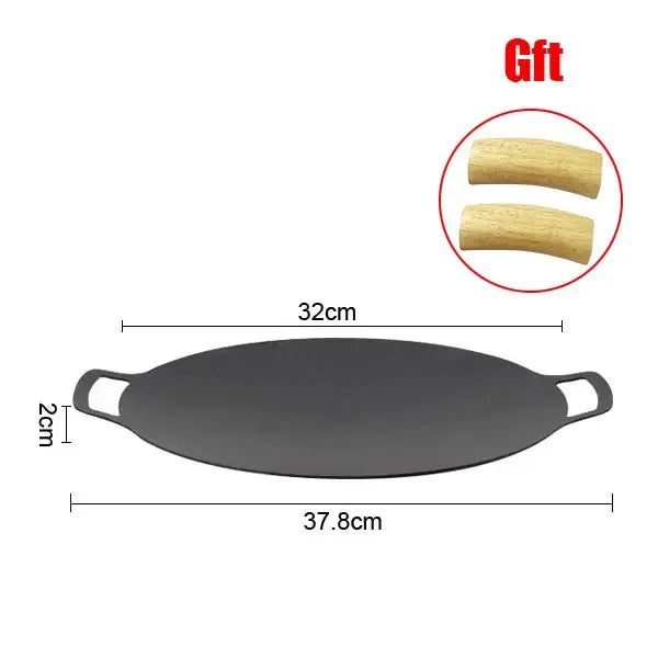 BBQ Grill Pan Non-stick Cooking Pans Multi-purpose Induction Cooker Round for Outdoor Camping Kitchen Bakeware Household Tools