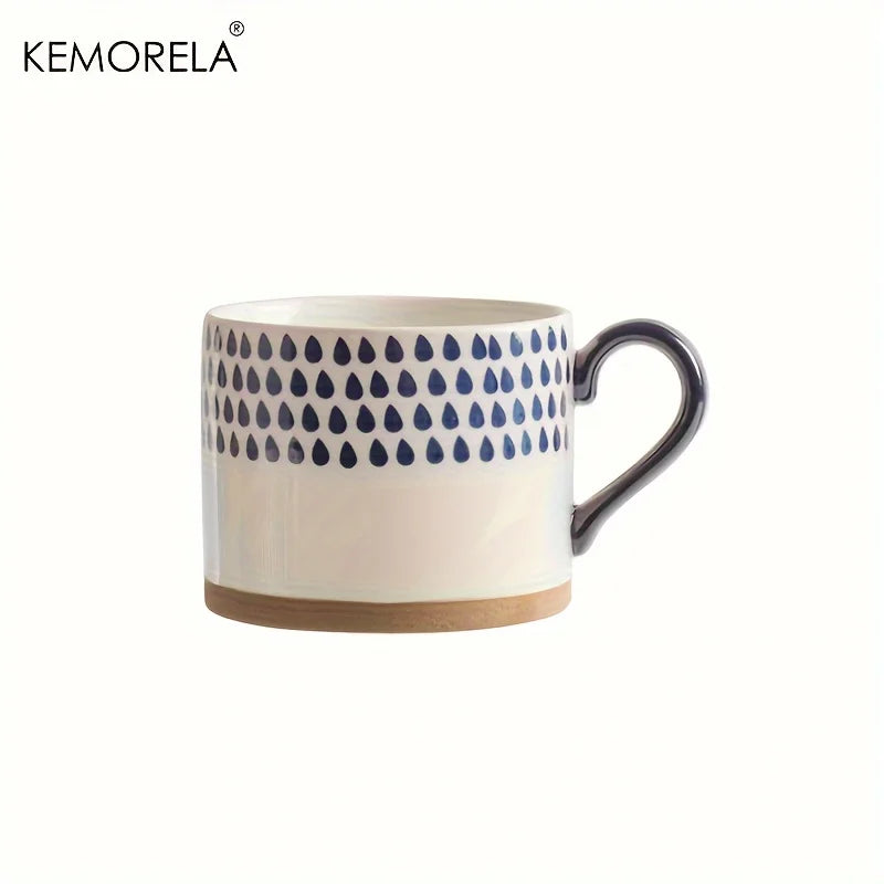 KEMORELA 1PCS 450ML Nordic Ceramic Cup Coffee Milk Mug with Handle Retro Large Capacity Japanese Breakfast Oatmeal Cup Gift Set