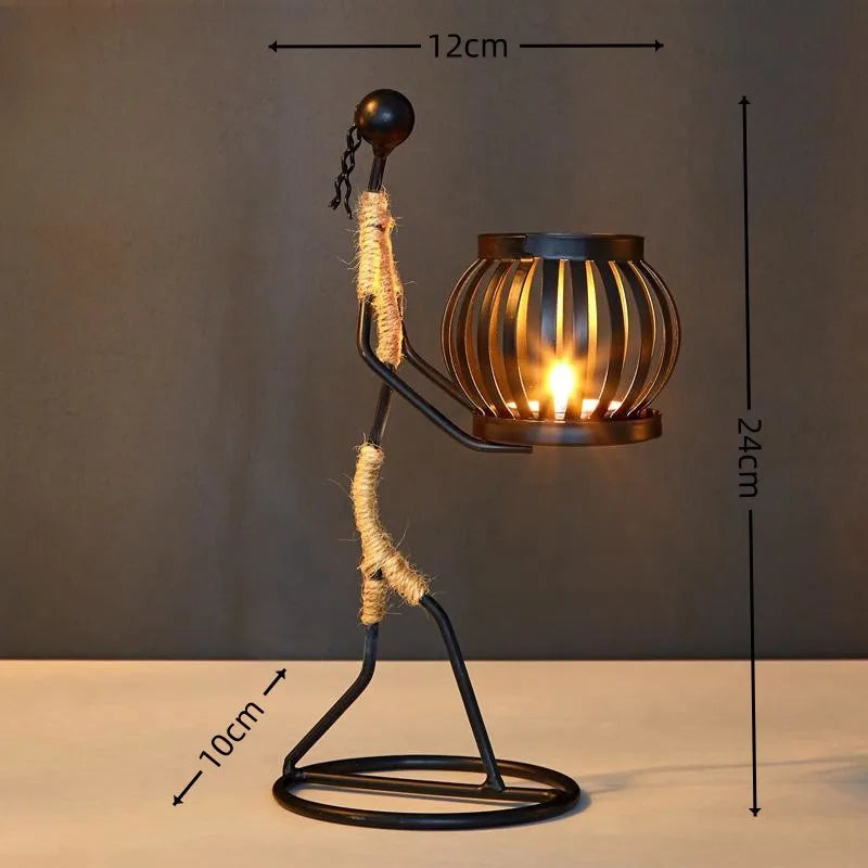 Nordic Metal Candlestick Abstract Character Sculpture Candle Holder Decors Handmade Figurines Home Decoration Art Gifts Hot 2024