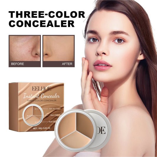 EELHOE 3 Color Concealer Full Coverage Concealer to Conceal Redness Dark Circles Natural Color Cover Moisturizing Brightens Skin