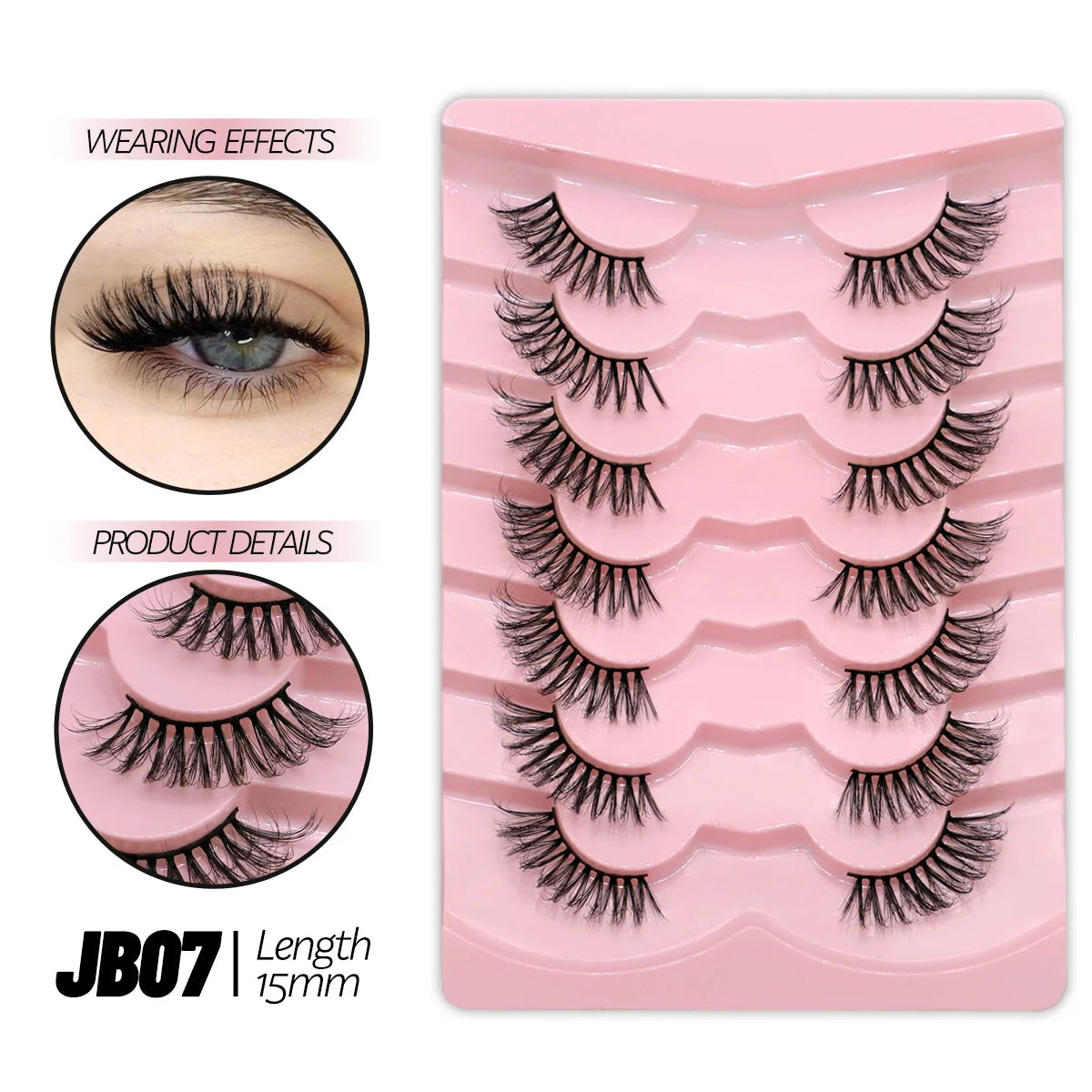 GROINNEYA Half Lashes Half Lashes Soft Natural Clear Band Lashes Natural Look Faux Mink Wispy Mink Eyelashes Extension Makeup