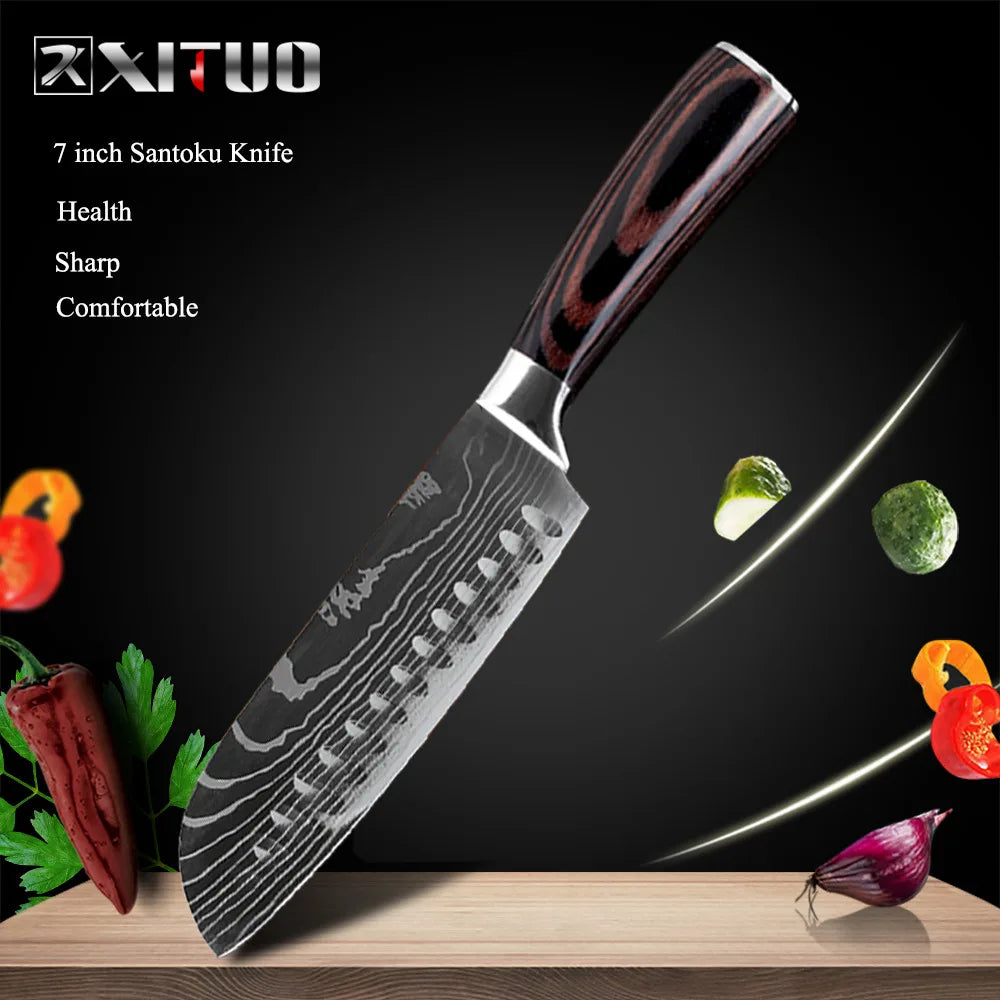 XITUO Kitchen Chef Knives Set High Carbon Stainless Steel Sharp Boning Steak Knife Slicing Santoku Chef knife Cooking Tool