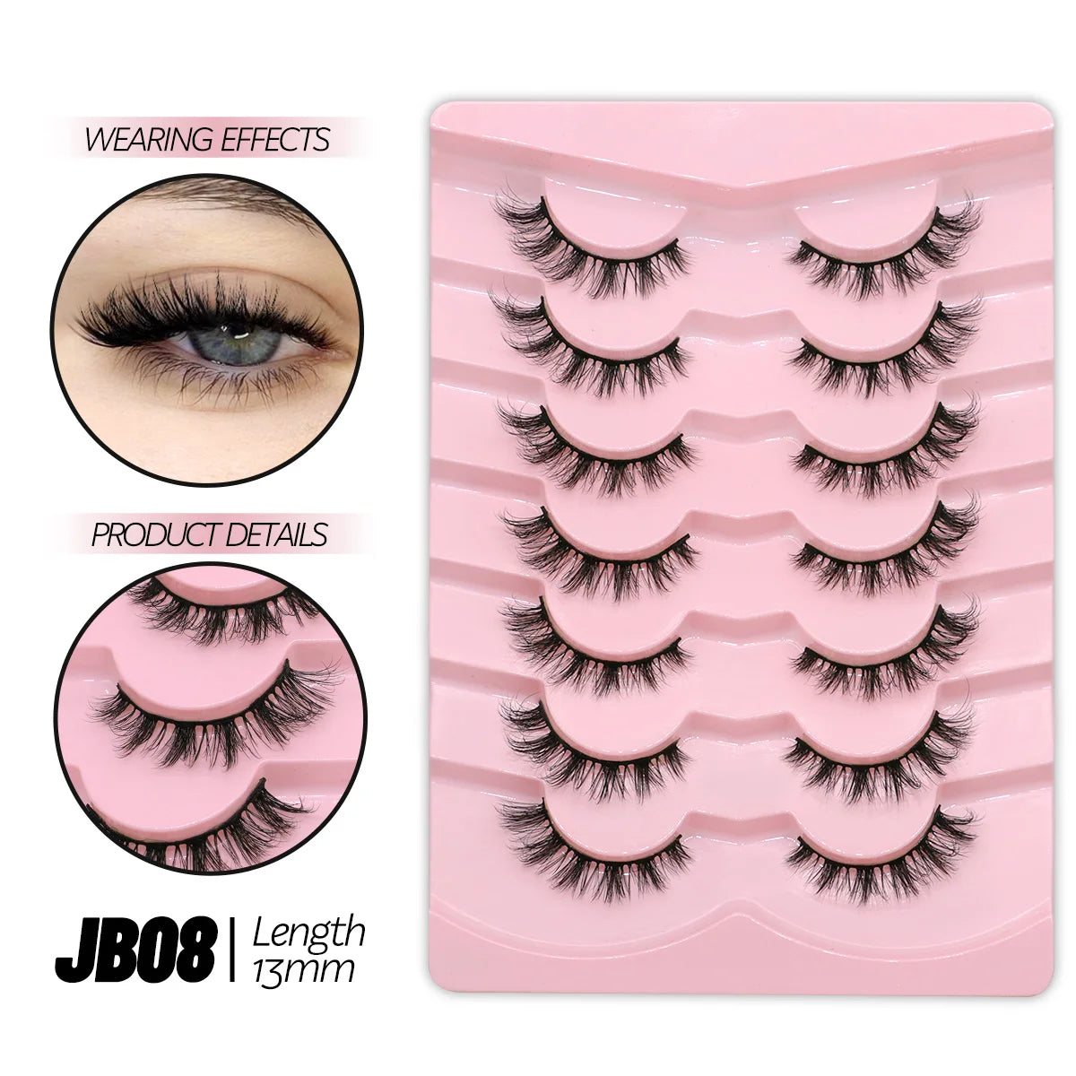 GROINNEYA Half Lashes Half Lashes Soft Natural Clear Band Lashes Natural Look Faux Mink Wispy Mink Eyelashes Extension Makeup