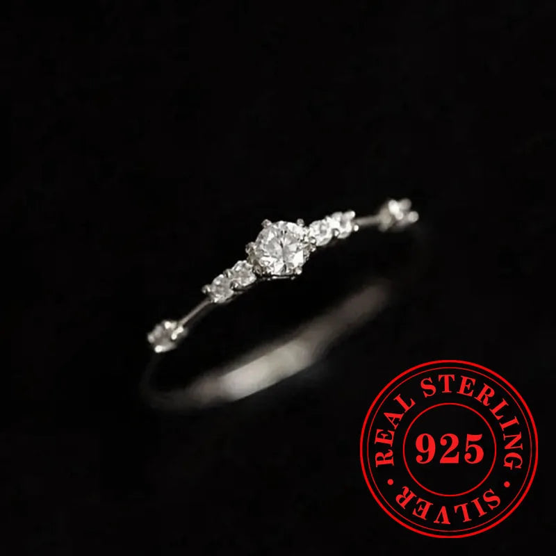 Huitan Classic Shiny CZ Rings Female 925 Sterling Silver Gorgeous Simple Stylish Accessories Exquisite Wedding Bridal Jewelry