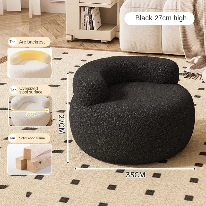 Richome Sofa Stool Household Small Stool Backrest Chair Round Stool Lamb Wool Soft Bag Low Stool Small Stool Shoe Changing Stool