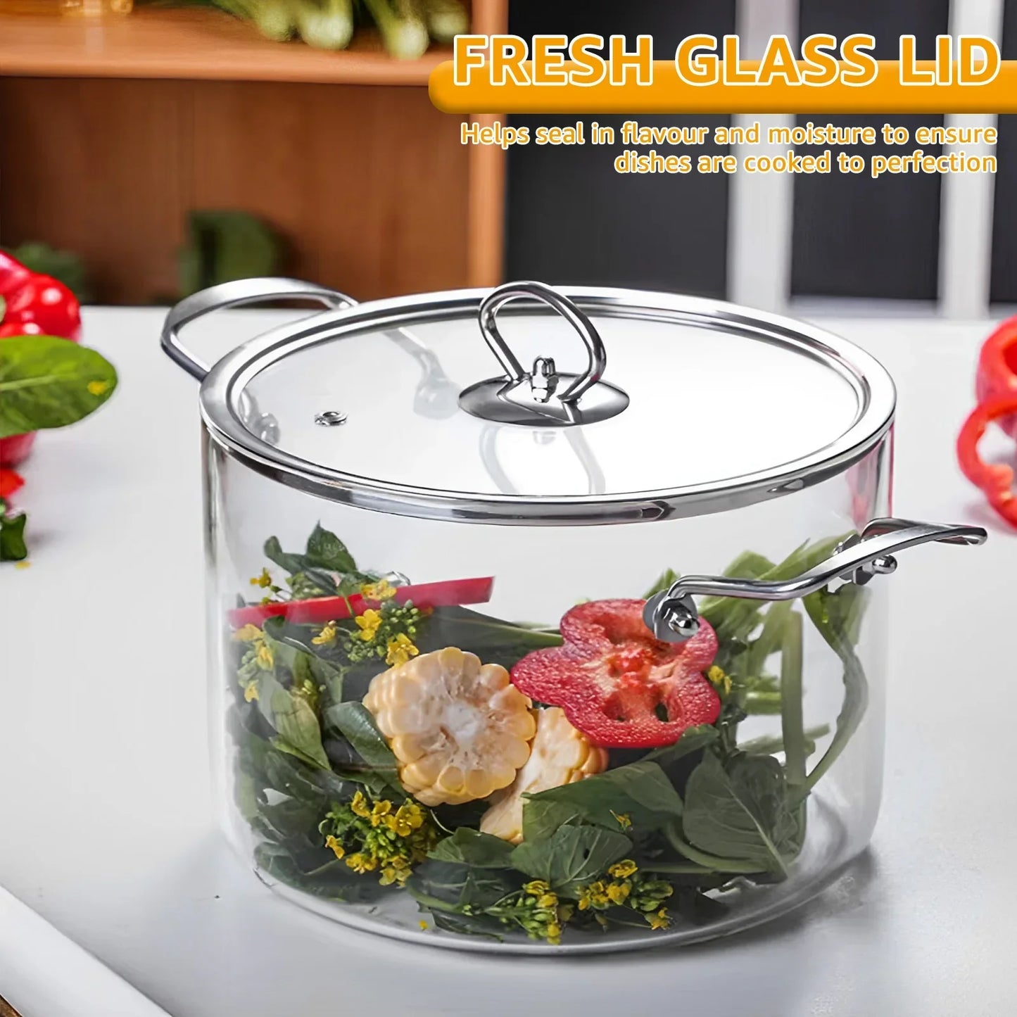 Glass Cooking Pan 2.5L/3.5L with Lid for Stove High Borosilicate Transparent Simmer Pot for Tea Cooking Soup Kitchen Tools