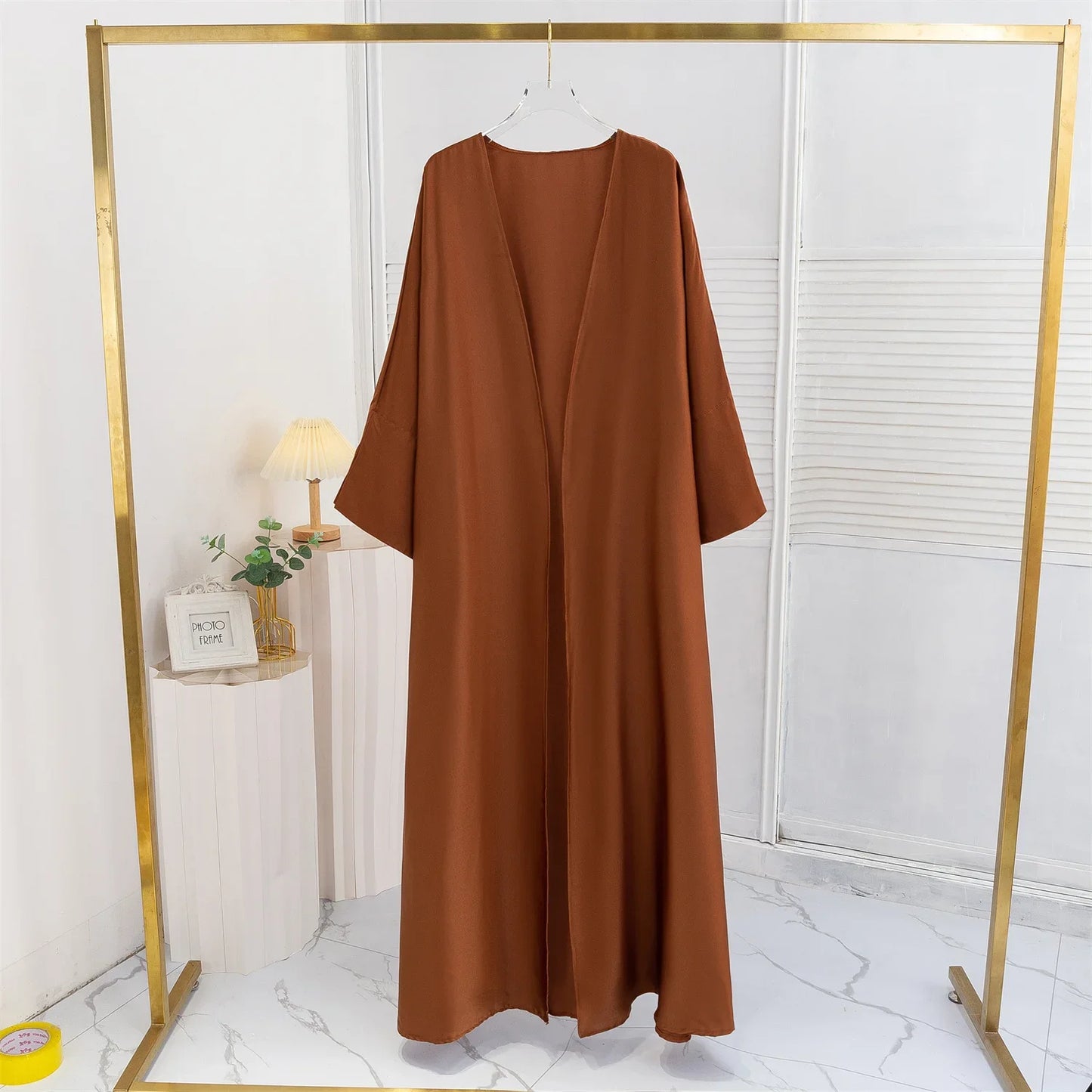 Muslim Open Front Abaya Long Sleeve Ramadan Maxi Length Dress Women's Clothing Cardigan Abayas Wearout Kaftans Women Jilbabs