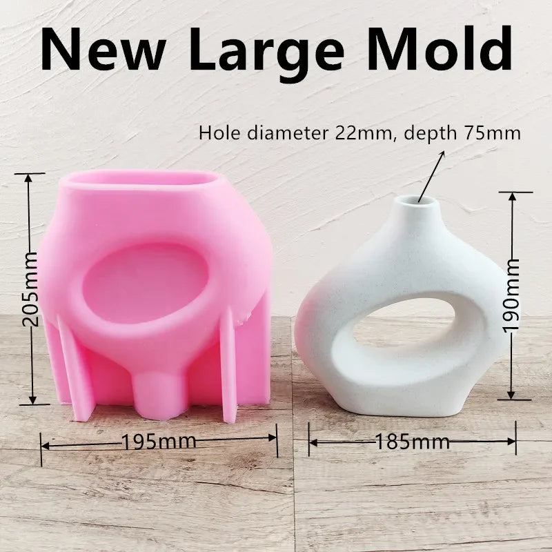 DIY 14-24cm large middle small circular vase resin silicone mold donut vase concrete cement mold gypsum silicone mold home decor