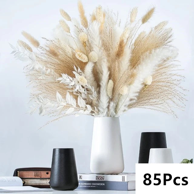 Natural Pampas Dried Flowers Bouquet for Boho Home Vase Decor Bunny Rabbit Tails Grass Artifical Flower Wedding Party Decoration