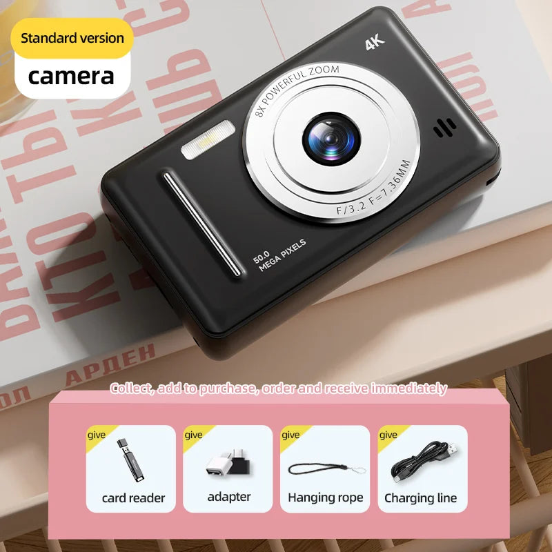 4K Digital Camera 5000W Pixel Retro CCD Portable Card Camera Entry-level Camera Dual Camera Flash 50 Million Pixels Auto Focus